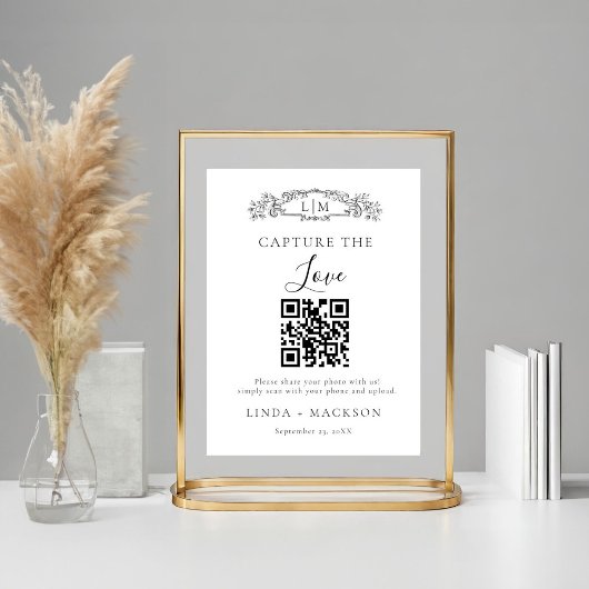 Botanische kam Capture liefde QR code bruiloft Tek Poster