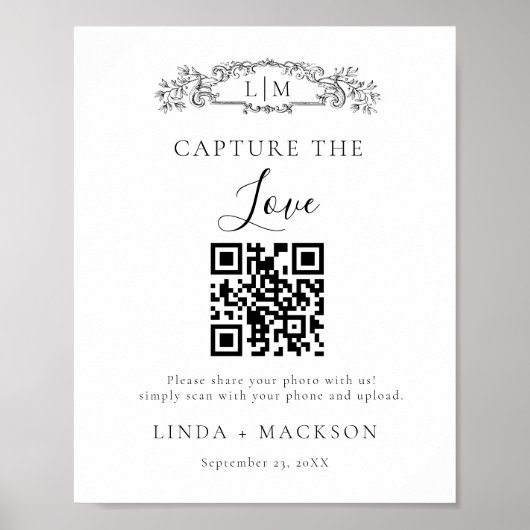 Botanische kam Capture liefde QR code bruiloft Tek Poster (Voorkant)