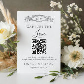 Botanische kam Capture liefde QR code bruiloft Tek Reclamebord Met Voetstuk