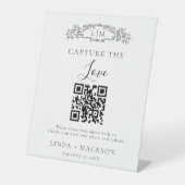 Botanische kam Capture liefde QR code bruiloft Tek Reclamebord Met Voetstuk (Voorkant)