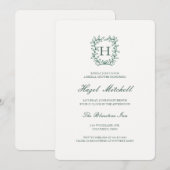 Botanische kam monogram klassieke bruiloftsdouche kaart (Voorkant / Achterkant)