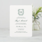 Botanische kam monogram klassieke bruiloftsdouche kaart (Staand voorkant)