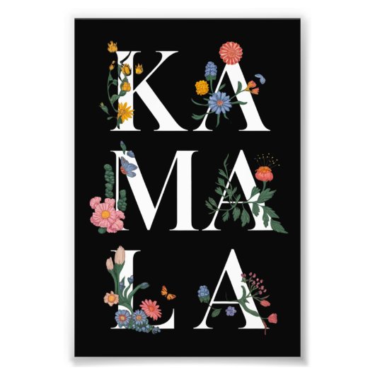 Botanische Kamala Harris Stemmen 2024 Bloemen Stem Foto Afdruk (Voorkant)