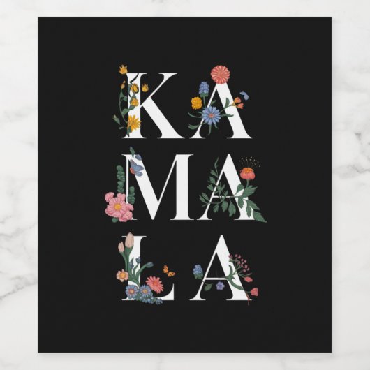 Botanische Kamala Harris Stemmen 2024 Bloemen Stem Wijn Etiket (Enkel label)