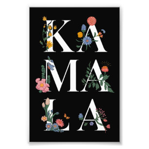 Botanische Kamala Harris Stemming 2024 Bloemrijke Foto Afdruk