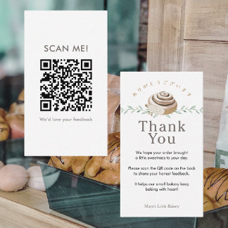 Botanische Kaneelbroodje Laat een Review QR Code Visitekaartje