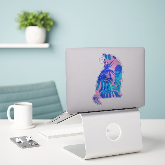 botanische kat sticker (Laptop op bureau)