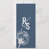 Botanische katoenblauwe Plant bruiloft Kaart (Achterkant)