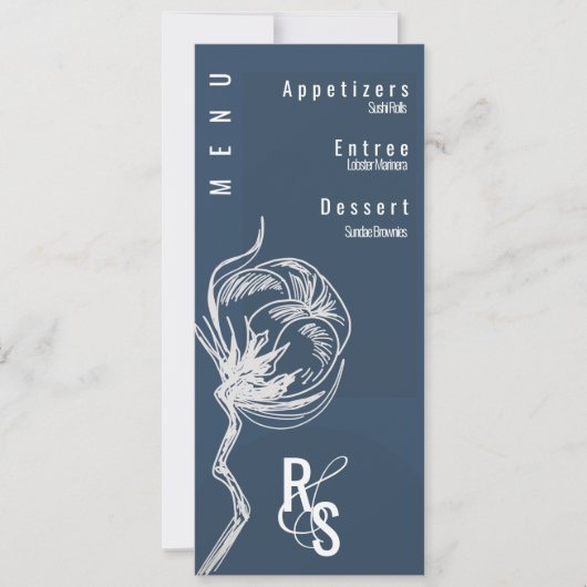 Botanische katoenblauwe Plant bruiloft Kaart (Voorkant)