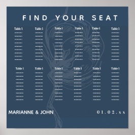 Botanische katoenblauwe Plant bruiloft Poster