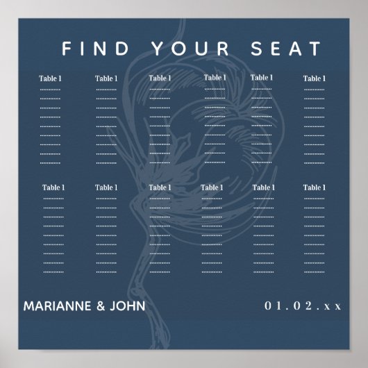 Botanische katoenblauwe Plant bruiloft Poster (Voorkant)