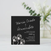 Botanische katoenen Plant Hand Drawn Black Wedding Kaart (Staand voorkant)