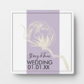 Botanische katoenplant lavendel bruiloft fotoplaat (Voorkant)