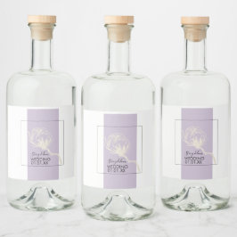 Botanische Katoenplant Lavendel Bruiloft   Likeurfles Etiket