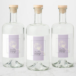 Botanische Katoenplant Lavendel Bruiloft   Likeurfles Etiket