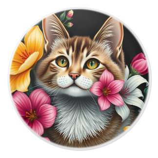 Botanische Kattenhaven Keramische Knop