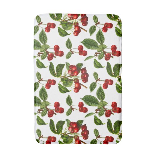  botanische kersen afdrukken op wit badmat (Voorkant Verticaal)