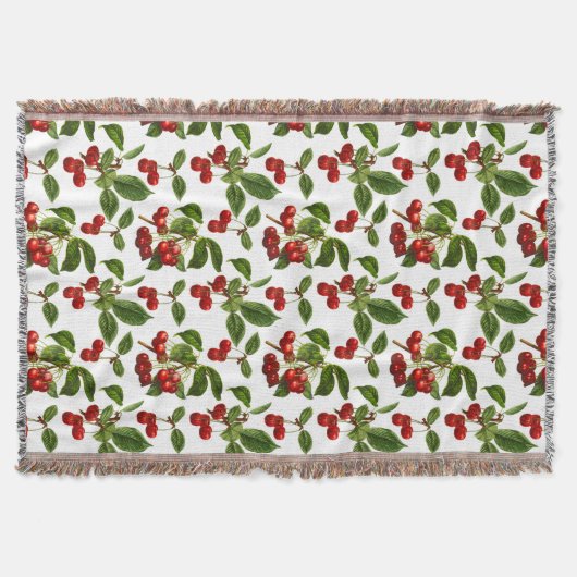  botanische kersen afdrukken op wit deken (Voorkant)