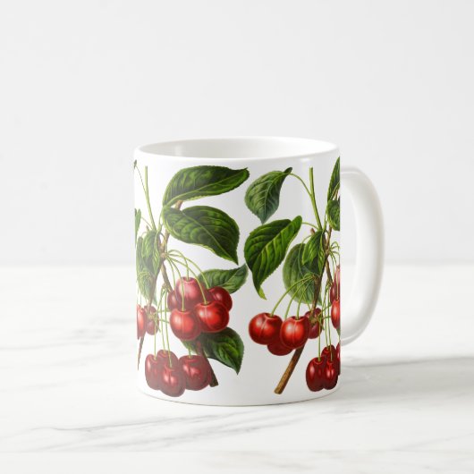 botanische kersen afdrukken op wit koffiemok (Voorkant rechts)