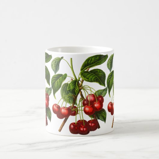  botanische kersen afdrukken op wit koffiemok (Center)