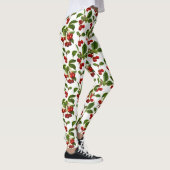 botanische kersen afdrukken op wit leggings (Rechts)