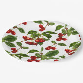  botanische kersen afdrukken op wit papieren bordje (Gekanteld)