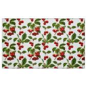 botanische kersen afdrukken op wit stof (Fat Quarter)