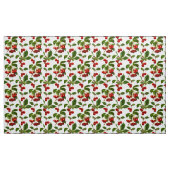 botanische kersen afdrukken op wit stof (Yard (91,4 cm))
