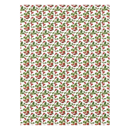  botanische kersen afdrukken op wit tafelkleed (Voorkant)