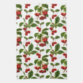 botanische kersen afdrukken op wit theedoek (Verticaal)