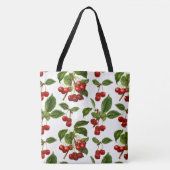 botanische kersen afdrukken op wit tote bag (Voorkant)
