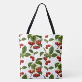 botanische kersen afdrukken op wit tote bag (Achterkant)