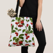 botanische kersen afdrukken op wit tote bag (Dichtbij)