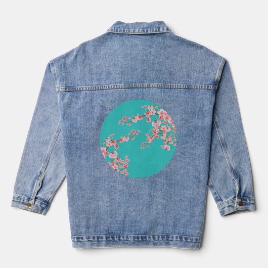 Botanische Kersenbloesem Denim Jas Jacket (Achterkant)