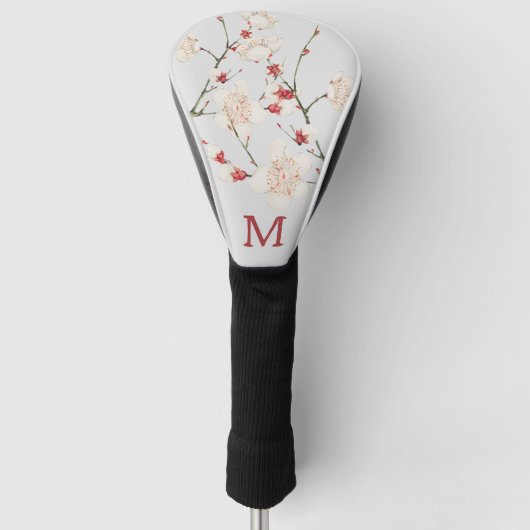 Botanische Kersenbloesem Floral Monogram Letter Golfheadcover (Voorkant)