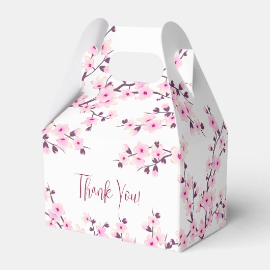 Botanische kersenbloesem roze witte bruidsdouche bedankdoosjes (Achterkant)