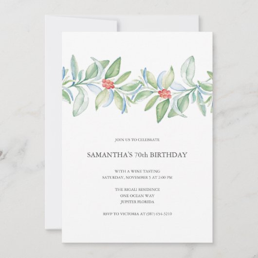 Botanische Kerst 70e verjaardag Kaart (Voorkant)