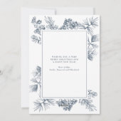 Botanische Kerst Blauwe Foto Feestdagenkaart (Achterkant)