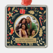 Botanische Kerst Familie Foto Ornament (Voorkant)