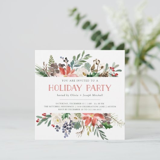 Botanische kerst | Feestdag Kaart (Staand voorkant)