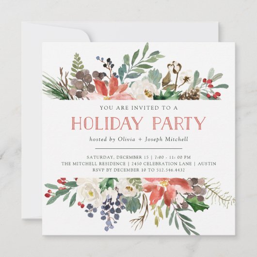 Botanische kerst | Feestdag Kaart (Voorkant)