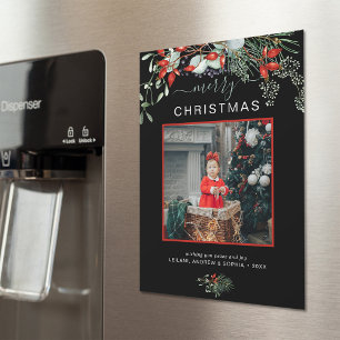 Botanische Kerst Foto Wenskaart Magneet