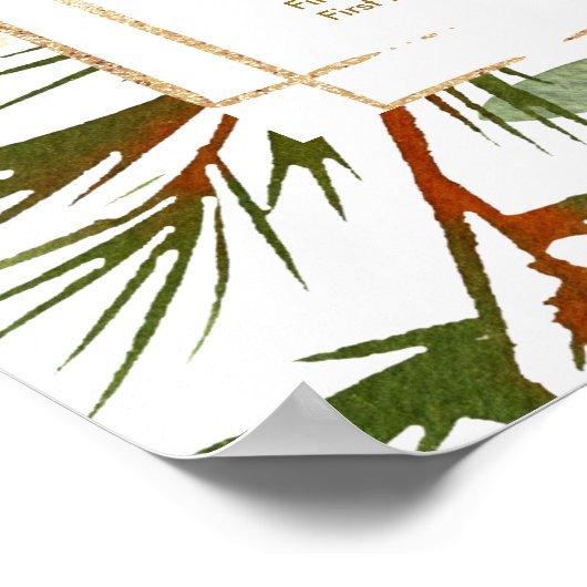 Botanische Kerst Goud Trouw Zittijd Plaat Poster (Hoek)