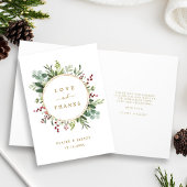 Botanische kerst gouden bruiloft dank u gevouwen kaart