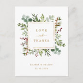Botanische kerst gouden bruiloft dank u Postcar Briefkaart (Voorkant)