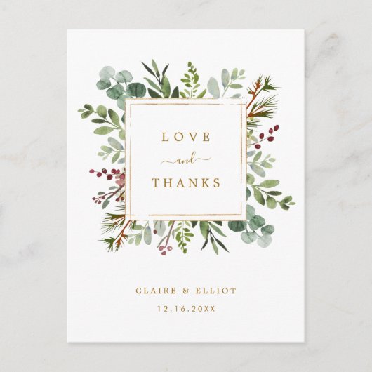 Botanische kerst gouden bruiloft dank u Postcar Briefkaart (Voorkant)