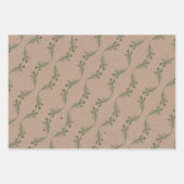 Botanische kerst in de Waterverf van Rustic Kraft Inpakpapier Vel (Voorkant 3)