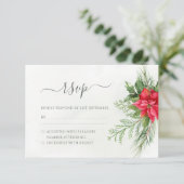 Botanische kerst in Poinsettia Winter Greenergy RSVP Kaartje (Staand voorkant)