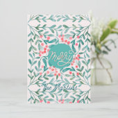 Botanische Kerst in rood en groen hand-lettering Feestdagenkaart (Staand voorkant)