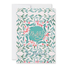 Botanische kerst in rood en groen met de hand gesc